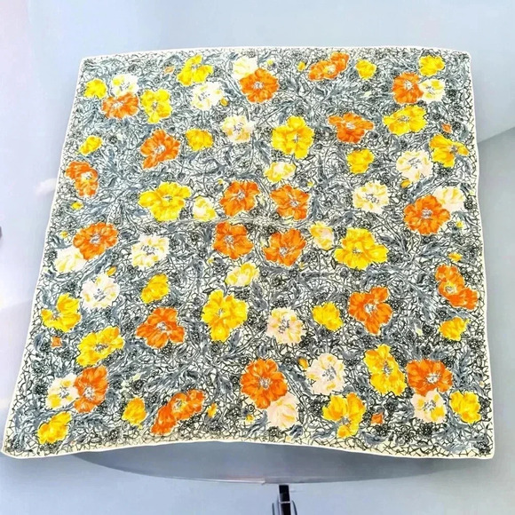 100% silk  floral square scarf cottagecore fairy - Picture 1 of 5